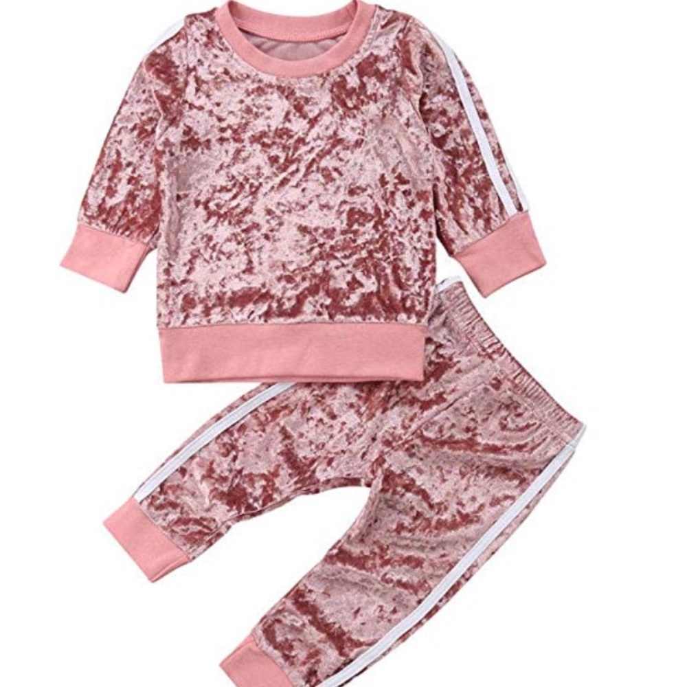 Pink Velvet Pant Set